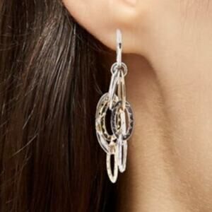 Tacori Two Tone Gold Silver Oval Hoops Dangle Earrings